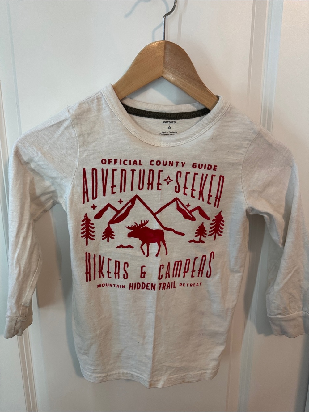Carter's White Long Sleeve Tee with Red Adventure Graphic